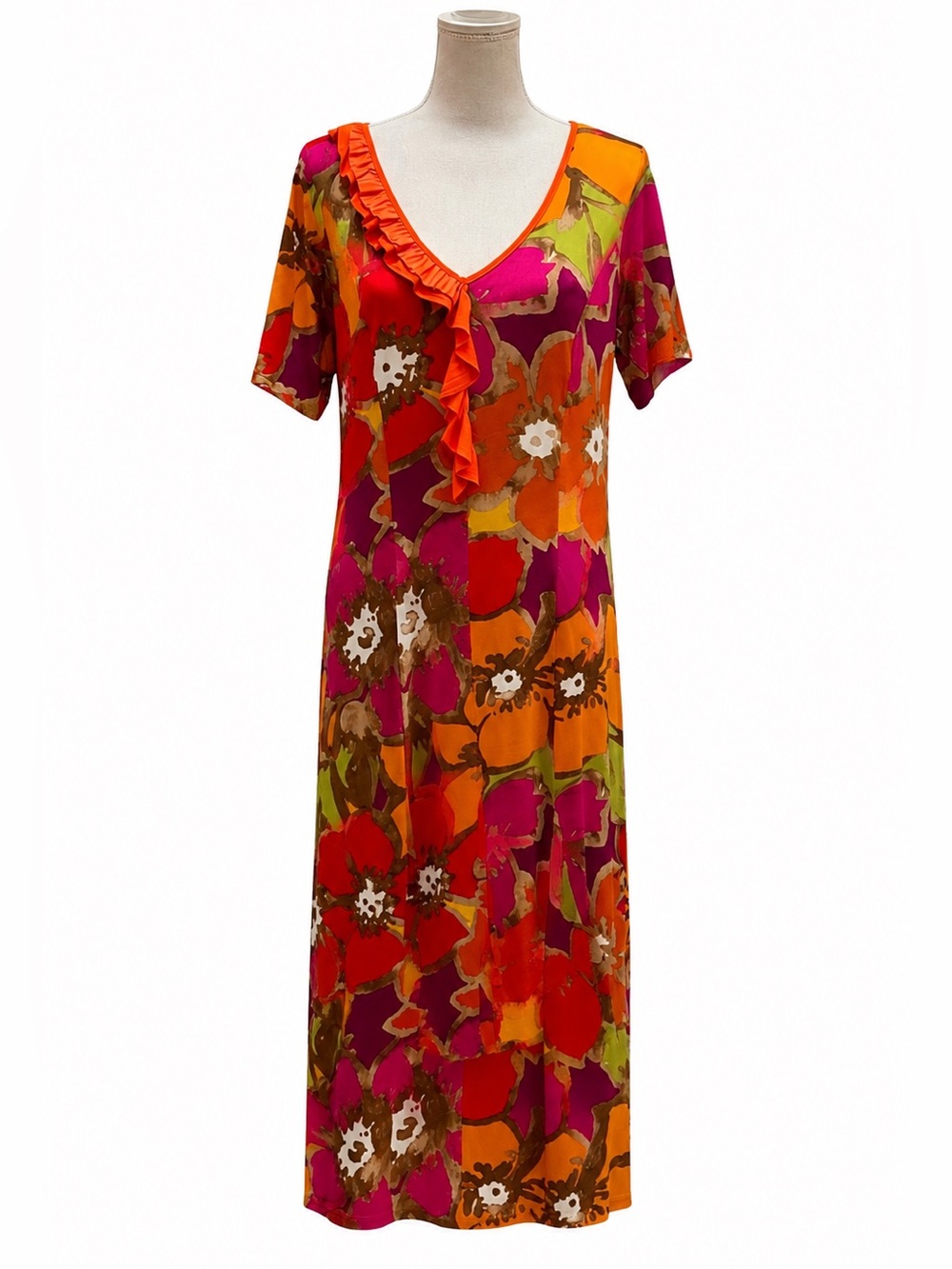 NWT Bleu d’Azur floral garden maxi dress.  Short sleeves. Size 14